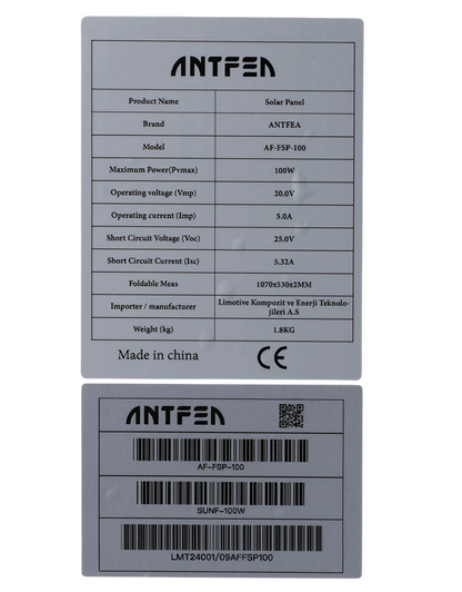 Antfea 100W Esnek Güneş Paneli – Katlanabilir, UM/Akıllı USB Çıkış & MC4