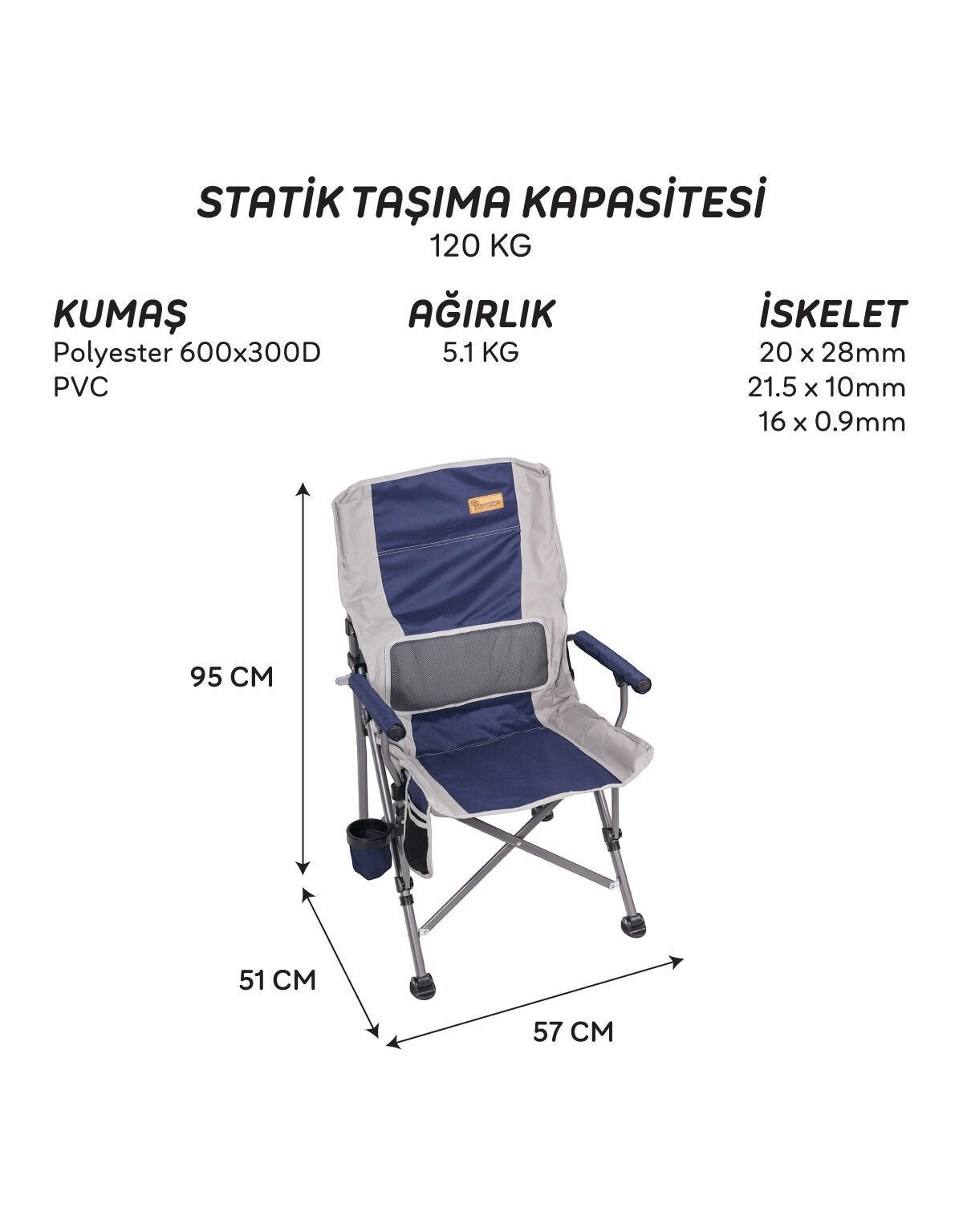 FreeCamp Foster Katlanır Kamp Sandalyesi - Lacivert
