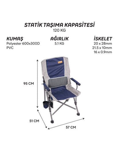 FreeCamp Foster Katlanır Kamp Sandalyesi - Lacivert
