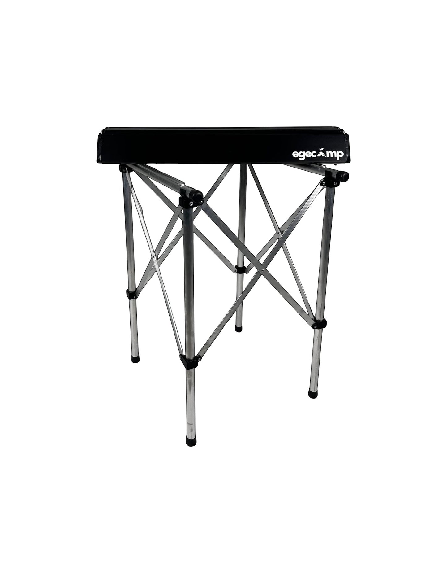Ege Camp Outdoor black aluminum folding camping table with EgeCamp logo, lightweight and portable.
