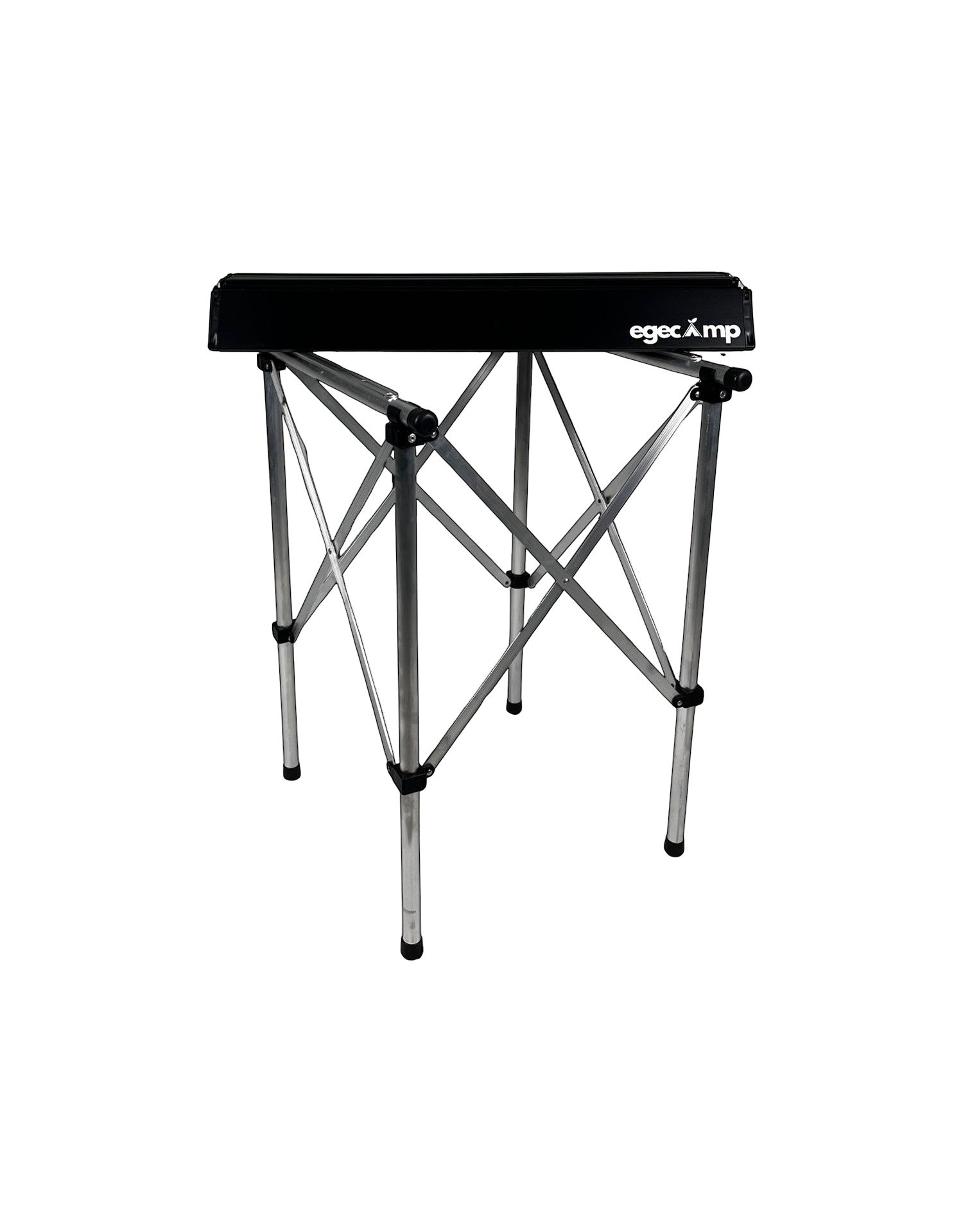Ege Camp Outdoor black aluminum folding camping table with EgeCamp logo, lightweight and portable.
