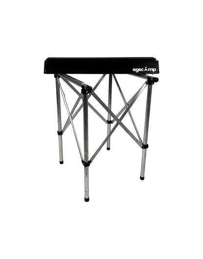 Ege Camp Outdoor black aluminum folding camping table with EgeCamp logo, lightweight and portable.