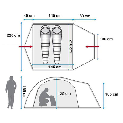 Evolite Excamp 2 Pro Kırmızı - 2 Kişilik Çadır