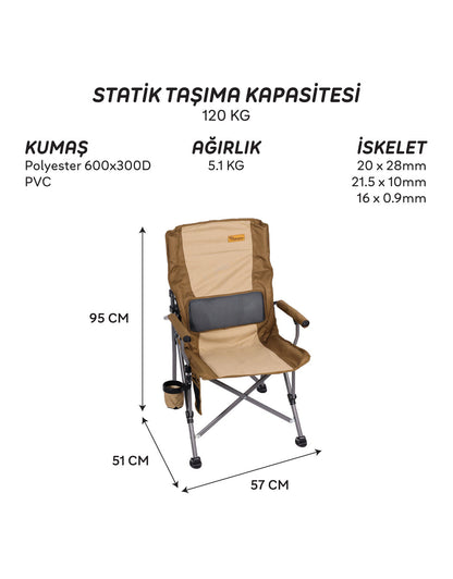 FreeCamp Foster Katlanır Kamp Sandalyesi - Kahverengi