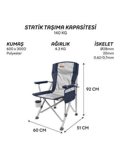 FreeCamp Huxley Trail Katlanır Sandalye - Lacivert Gri
