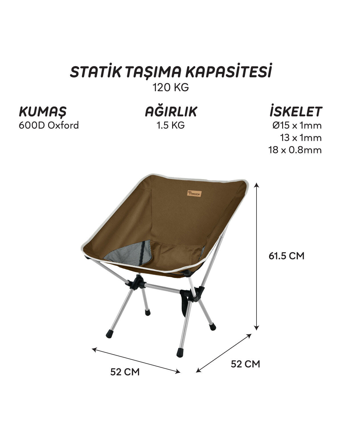 FreeCamp Jett Ultra Hafif Katlanır Sandalye - Kahverengi