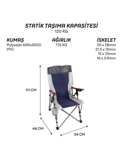 FreeCamp Trager Premium Katlanır Sandalye - Lacivert