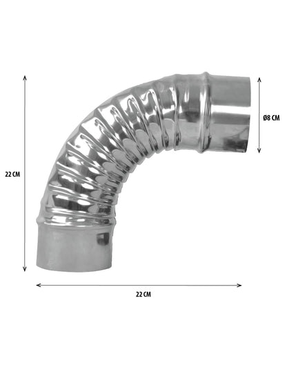 EgeCamp®  Soba Dirseği 90° – Paslanmaz 8 cm Çap