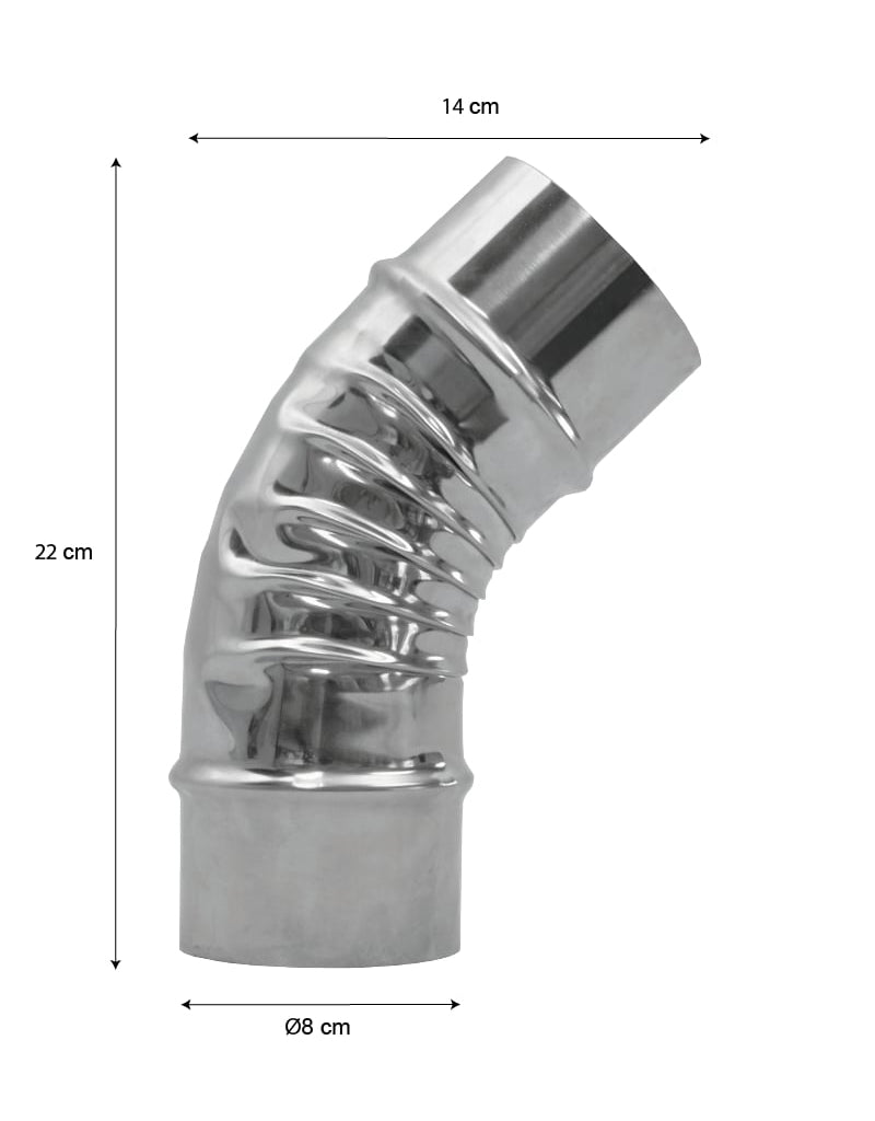 Nurgaz Soba Dirseği 45° – Paslanmaz 8 cm Çap