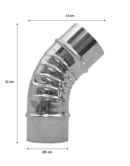 Nurgaz Soba Dirseği 45° – Paslanmaz 8 cm Çap