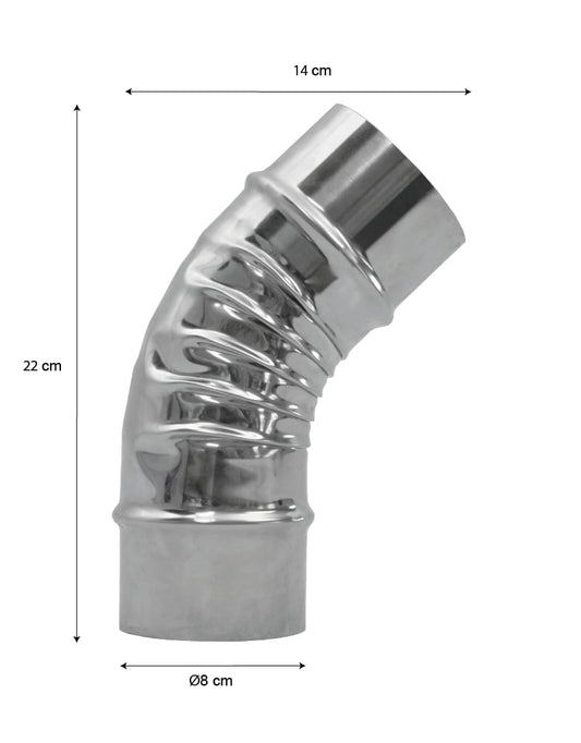 Nurgaz Soba Dirseği 45° – Paslanmaz 8 cm Çap