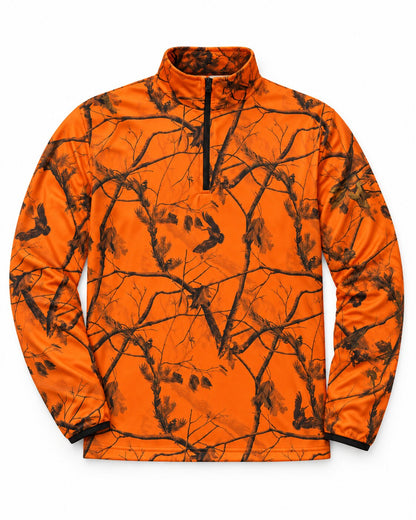 Widi Hunting turuncu çulluk desen yarım fermuar polar sweatshirt
