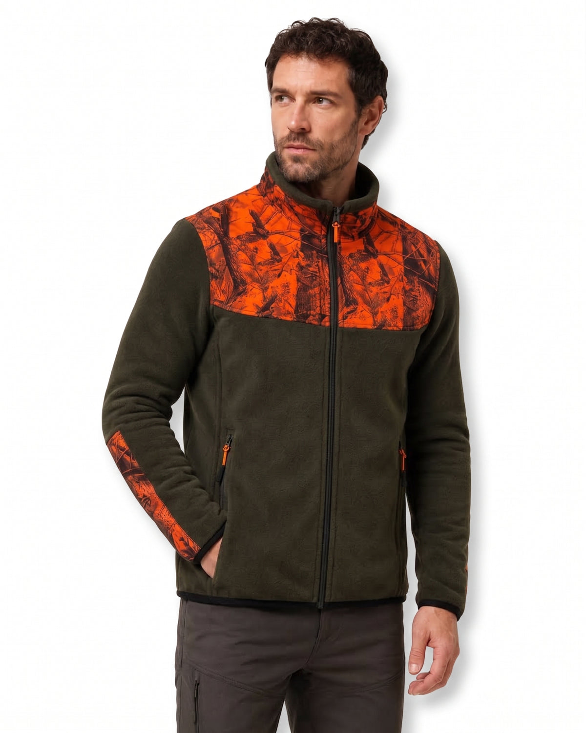Widi Hunting turuncu çulluk desenli softshell polar ceket ana görünüm